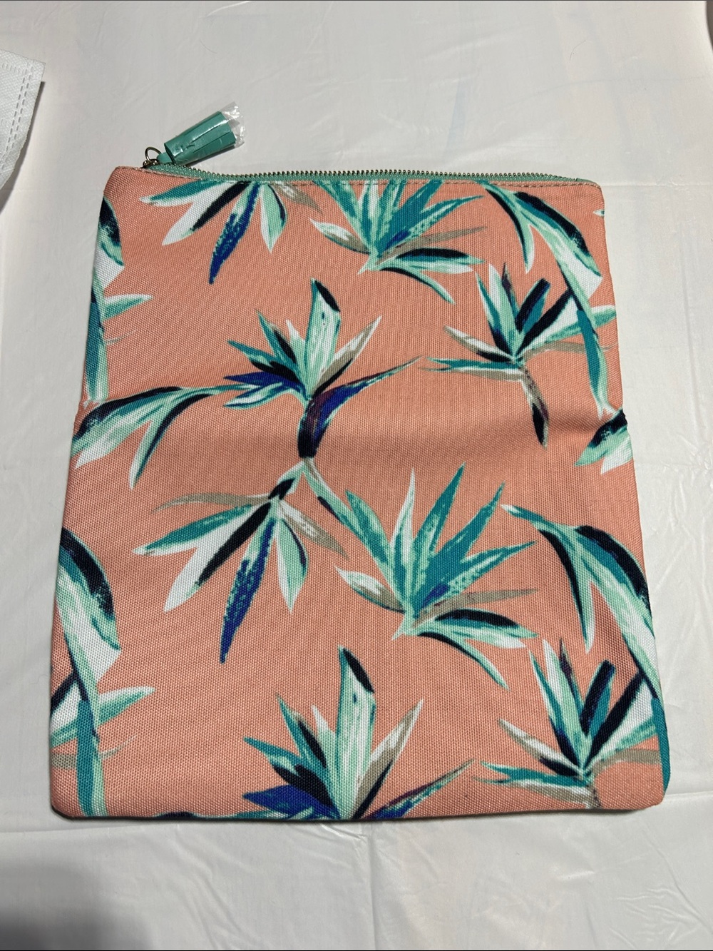 Rachel Pally Coral Tropical Leaf Zip Clutch